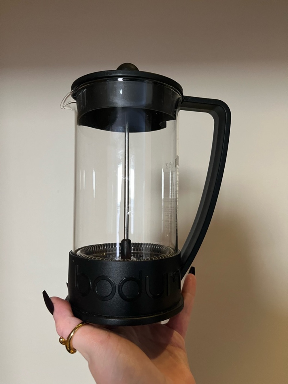 Bodum Black Glass French Press with Ergonomic Handle